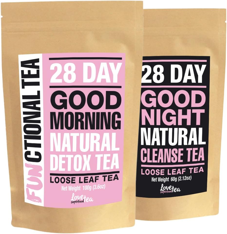 Functional Tea; 28 Day Detox and Cleanse Tea | 28 Day Supply | Loose Leaf Tea | Made in UK | Love Superfood Tea
