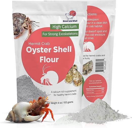 Oyster Shell Supplement for Hermit Crabs – Natural Calcium Source for Molting Support – Auto Feeder Compatible – USA-Sourced Crushed Shell Powder for Stronger Exoskeletons and Shell Health