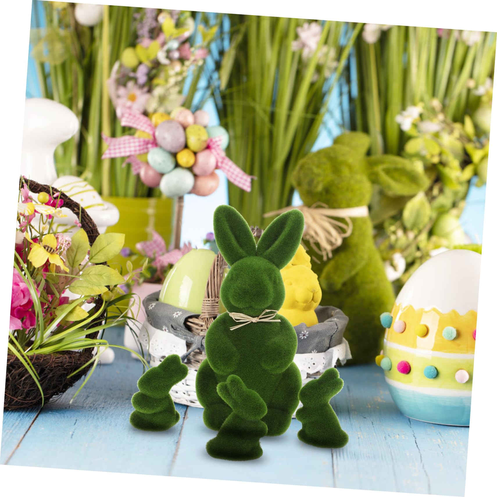 Ciieeo 3 Ensembles Décorations De Lapin De Pâques Lapin Vert Beige Verdure Lapin De Gazon Rabbit Toys Décoration Pâques Décor De Lapin Floqué Lapins De Pâques en Mousse Green 4 Pièces * 3