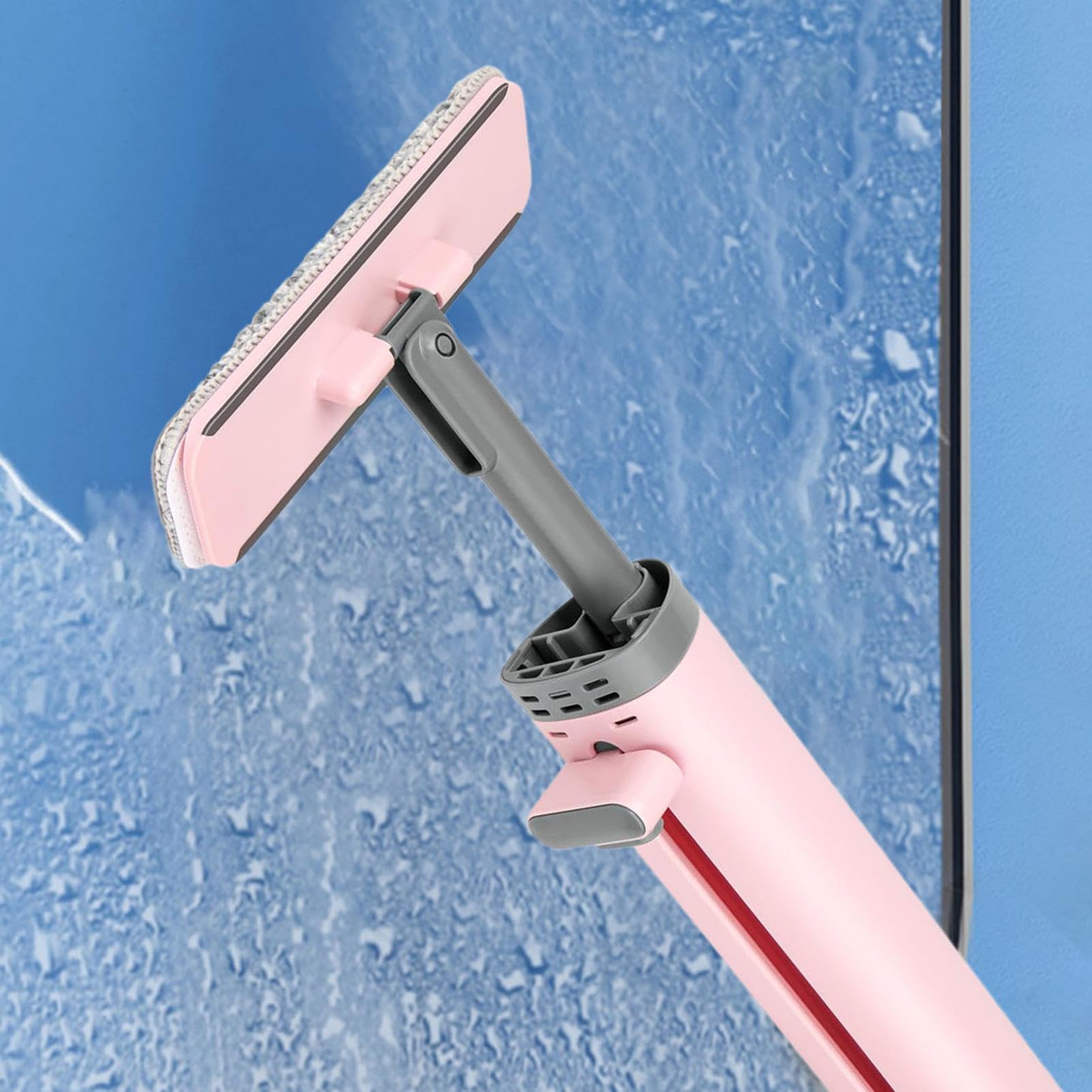 Rotatable Self-Squeeze Mop, 3 in 1 Rotatable Hand Free Flat Squeeze Mop with Crevice Brush and 2 Reusable Microfiber Pads, Microfiber Mop for Wet & Dry Use, Strong Absorbent Cleaning Mop