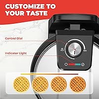Vista 5 de Máquina de gofres belga giratoria, plancha para gofres abatible de 180°, placa antiadherente, control de tostado ajustable, mango plegable al tacto
