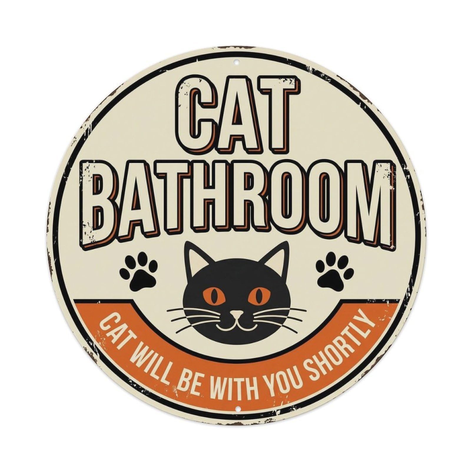 Cat Restroom Rules Retro Bathroom Humor Vintage Type Metal Tin Sign Plaque Wall Decor for Cafe, Man Cave, Club Bar, Office, Home Garden Round Metal Poster 8x8Inch