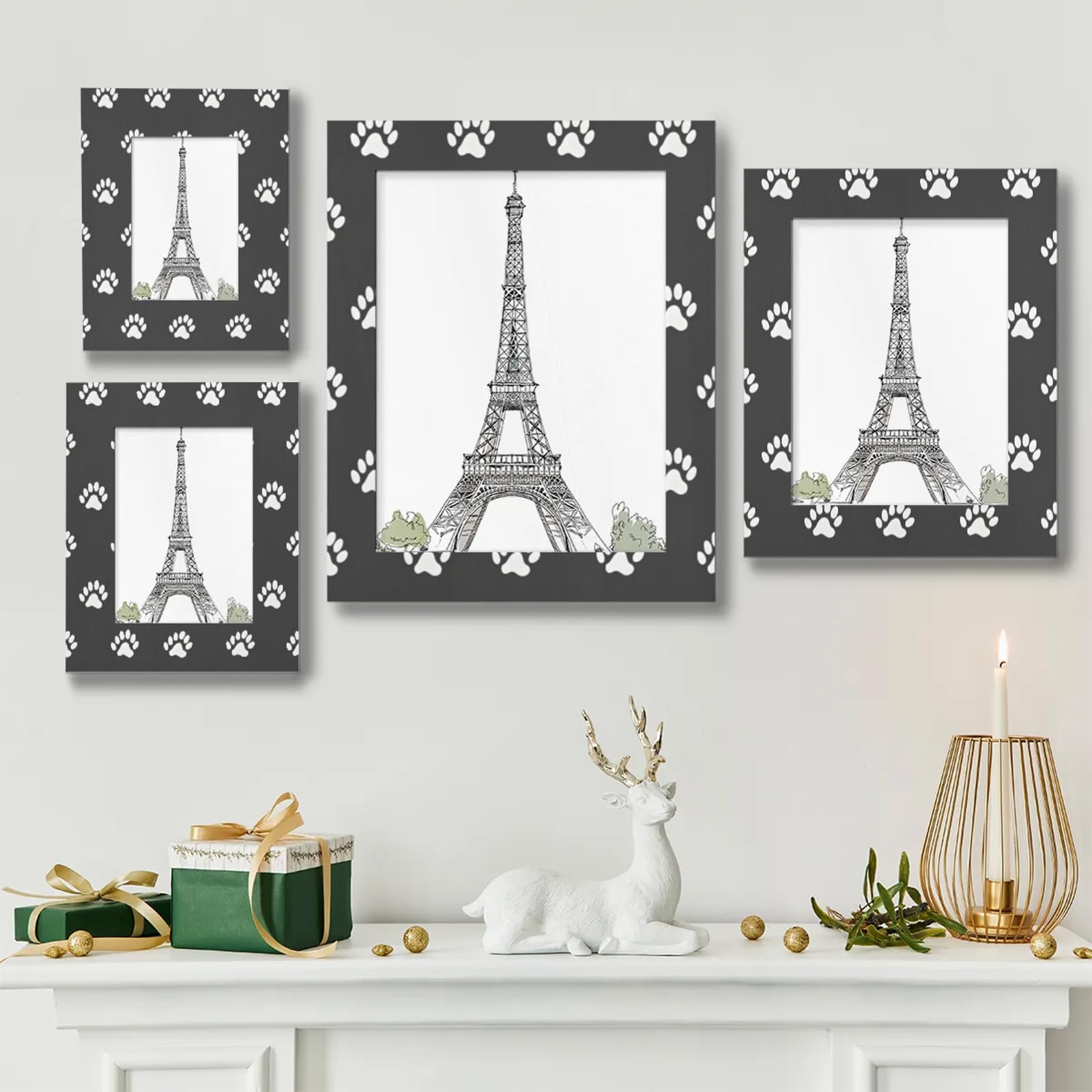 Black Dog Paw Pattern 11x14 Picture Frame Wooden Picture