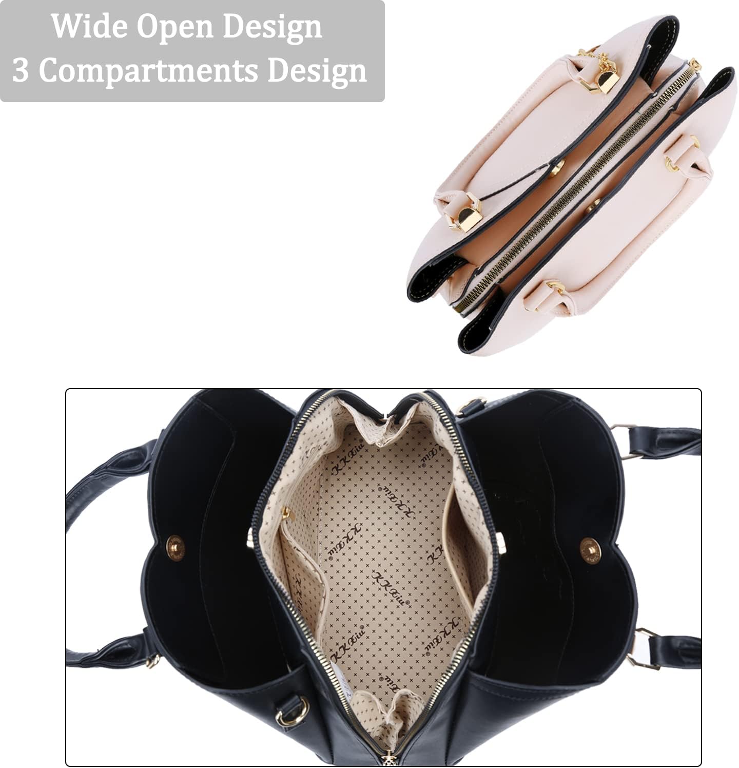 KKXIU Triple Compartments Purses and Handbags for Women Fashion Ladies Satchel Shoulder Top Handle Bag - Image 7
