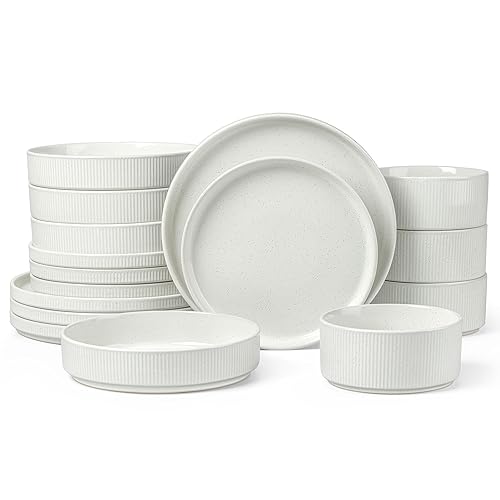 LIANYU Dinnerware Sets with Pasta Bowls for 4, 16 Piece