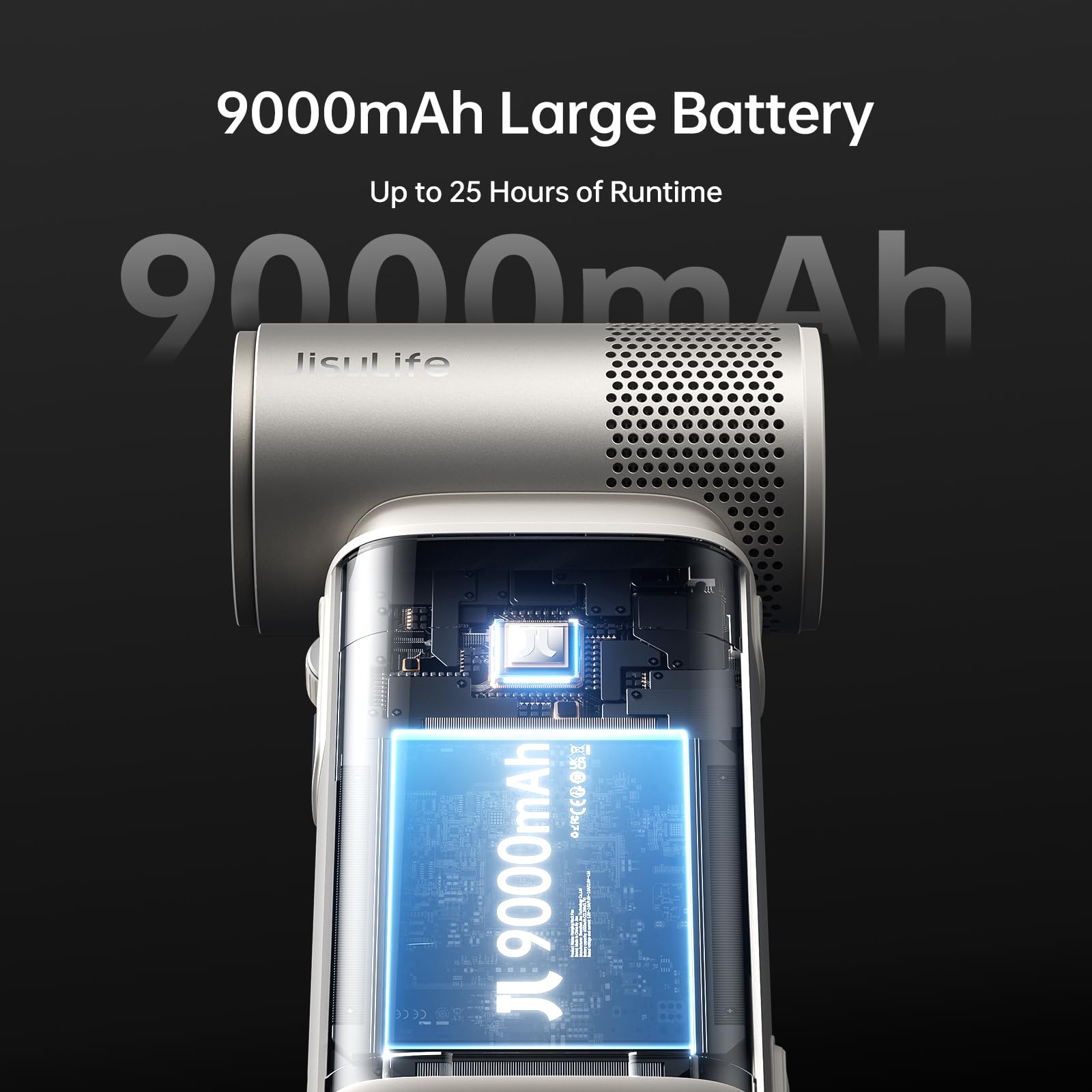 JISULIFE Przenośny wentylator ręczny 5 w 1, 100 prędkości, 9000 mAh, maks. 25 godzin, mini wentylator, ładowalny, powerbank 18 W, z latarką, ultra silnikiem, metalowa obudowa, wielofunkcyjny, prezenty