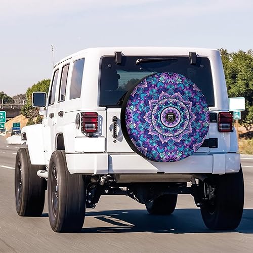 Miniatura 2 de Foruidea Funda de neumático de repuesto con estampado de mandala de estilo bohemio con orificio de cámara de respaldo, cubierta de neumático para