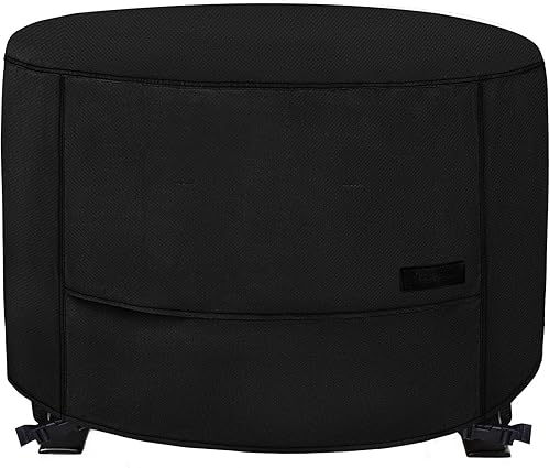 NettyPro Cubierta para Fogata Redonda Impermeable para Exteriores Cubierta para Fogata para Mesa de Fogata de Gas Propano, 28 x 18 pulgadas, Negro