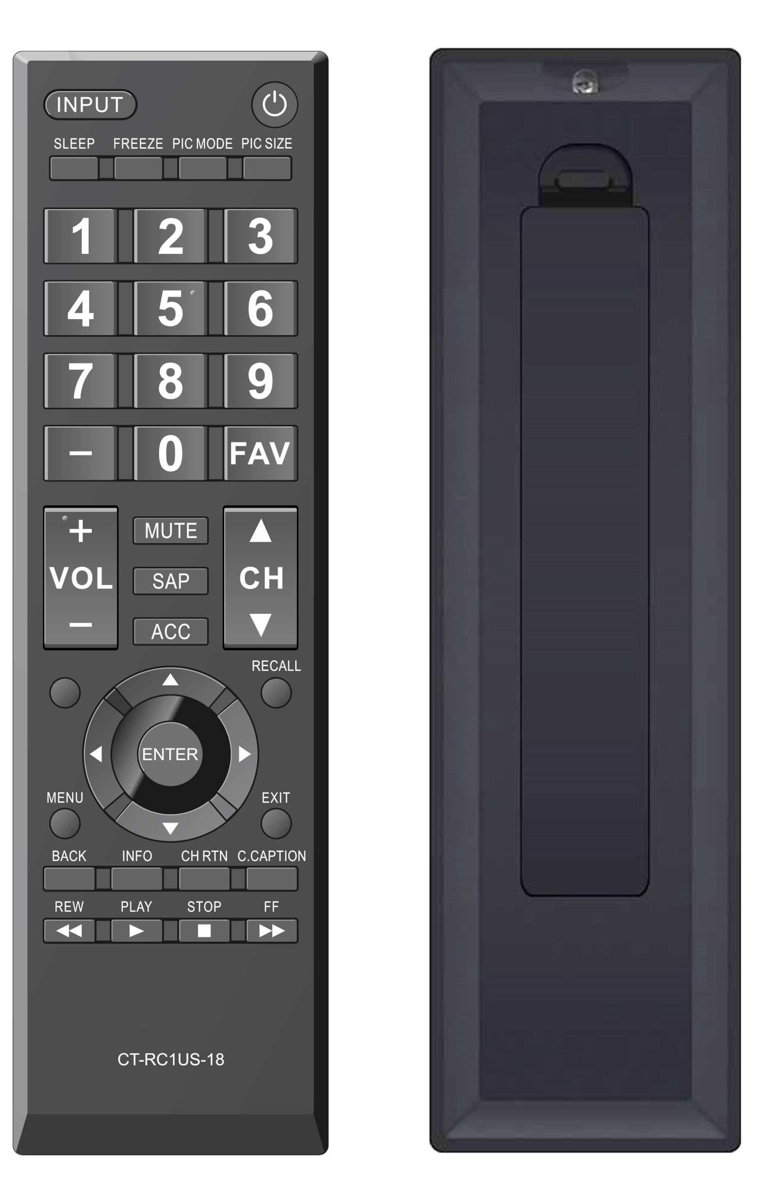 Elekpia Universal Remote Control front view with all buttons visible