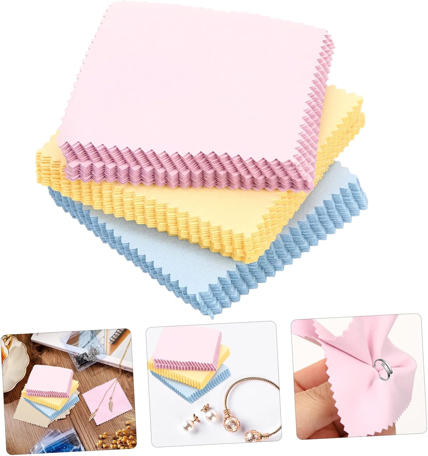 STOBOK 60pcs Professional Silver Polishing Cloth Multi-Purpose Cleaning Cloths for Eyeglasses Lenses Glasses Screens and Jewelry Convenient for Travel Random Color
