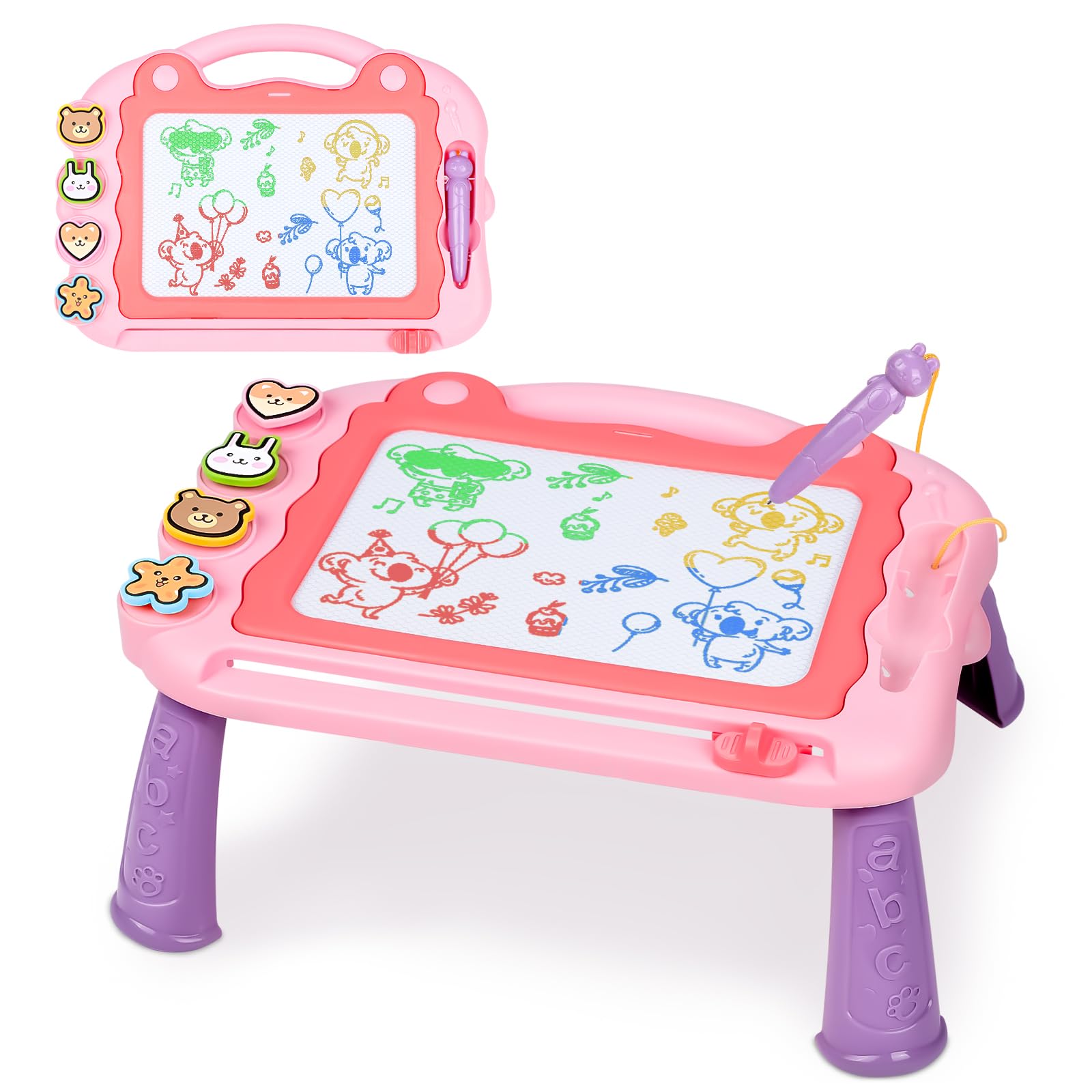 Lavagna Magnetica Per Bambini Cancellabile - Colorata Con Penna E 2 Timbri Geometrici - Pad Da Disegno Portatile, Gioco Educativo