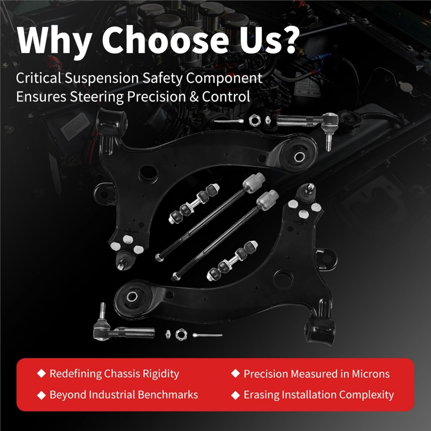 Front Lower Control Arms L/R for Buick Century 97-05 3.1L Regal 97-04 3.8L Chevy Impala 06-16 Olds Intrigue 98-02 Pontiac Grand Prix 05-08 5.3L Sway Links Tie Rods RK80538 RK80539 8PCS