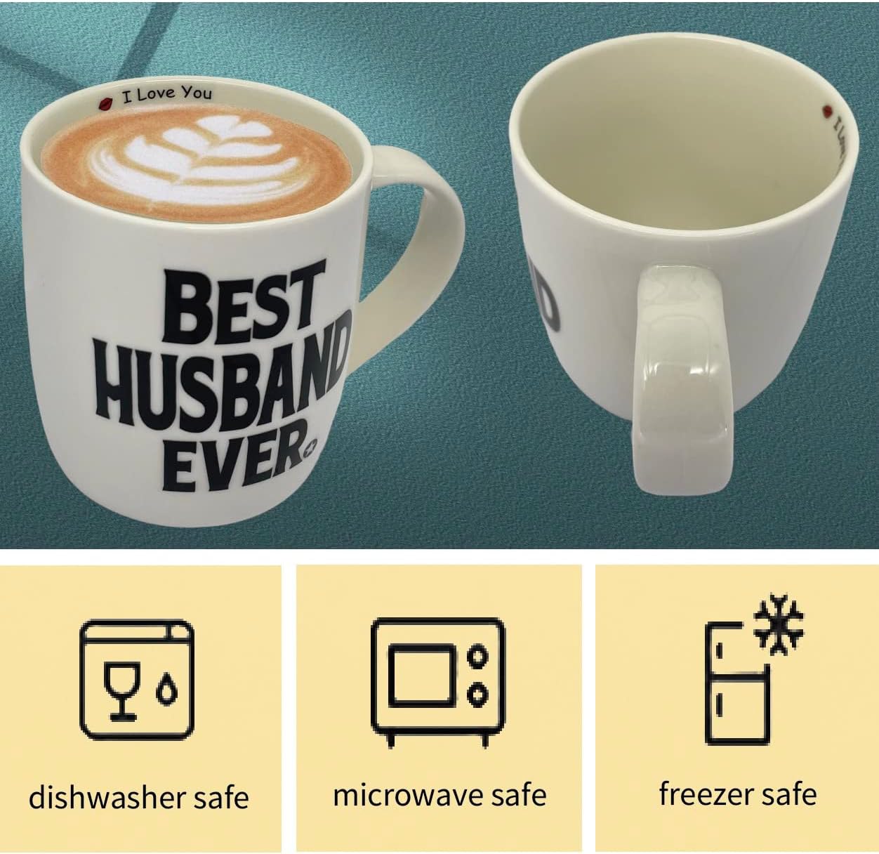 Best Husband Mug 12 Ounce Ceramic, Husband Keychain Bottle Opener, Best Husband Ever, Husband Coffee Mug from Wife, Romantic Gifts for Husband Birthday Valentine Christmas - Image 4