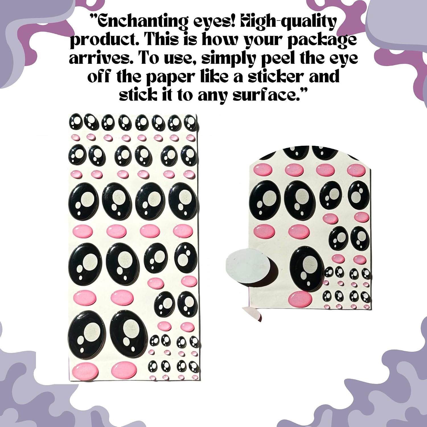 3D Resin Googly & Wiggle Eyes with Cheeks – Self-Adhesive Craft Set 314-M (34 pcs, 17 Pairs, 5–22 mm) – for Polymer Clay, Dolls, Slime, Amigurumi, Cold Porcelain & Felt Crafts