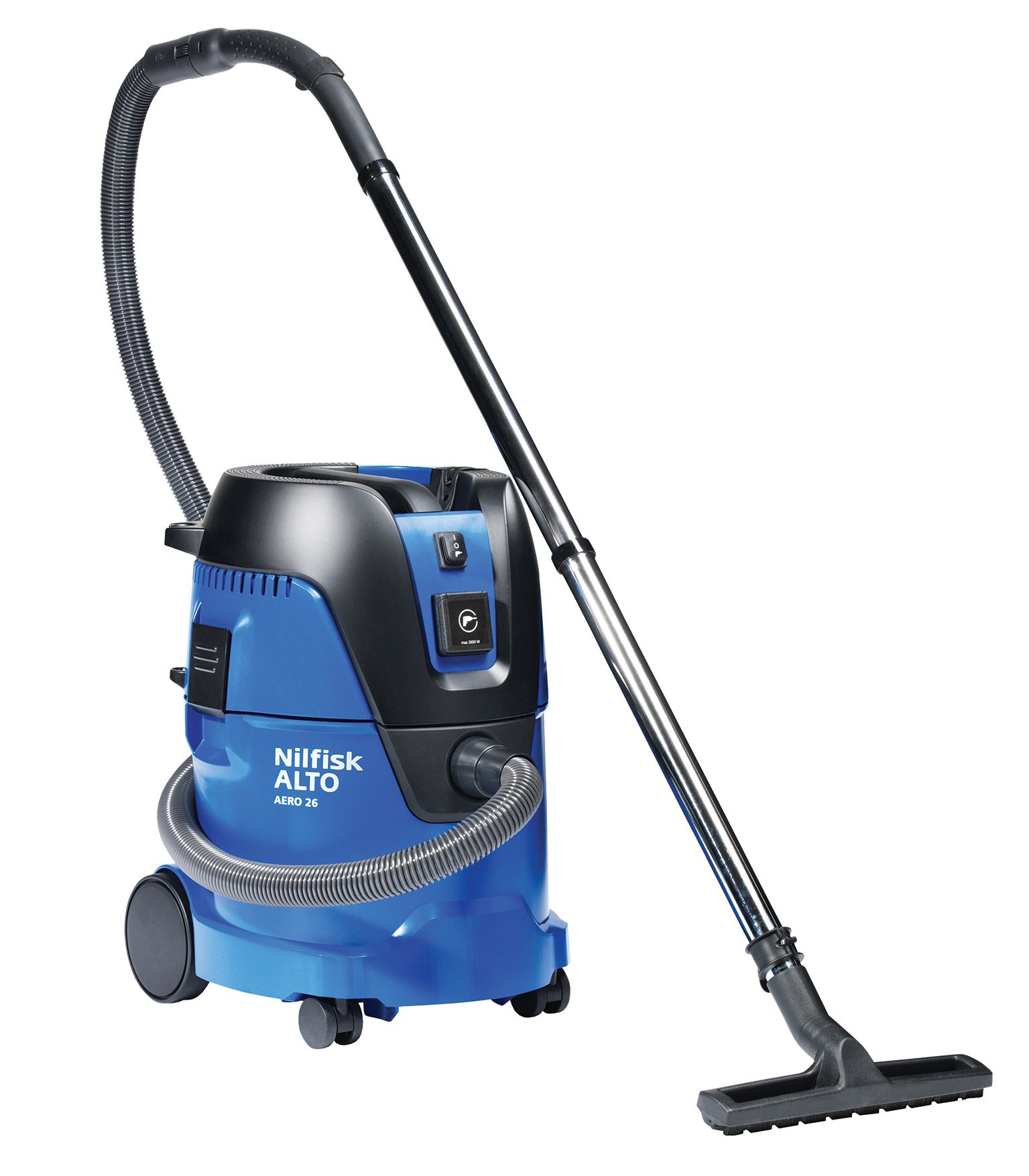 Nilfisk 107406606 Aero 26-21 Aspirapolvere con Sistema Push&Clean, 1250 W, Blu/Nero, 375X390X530 mm