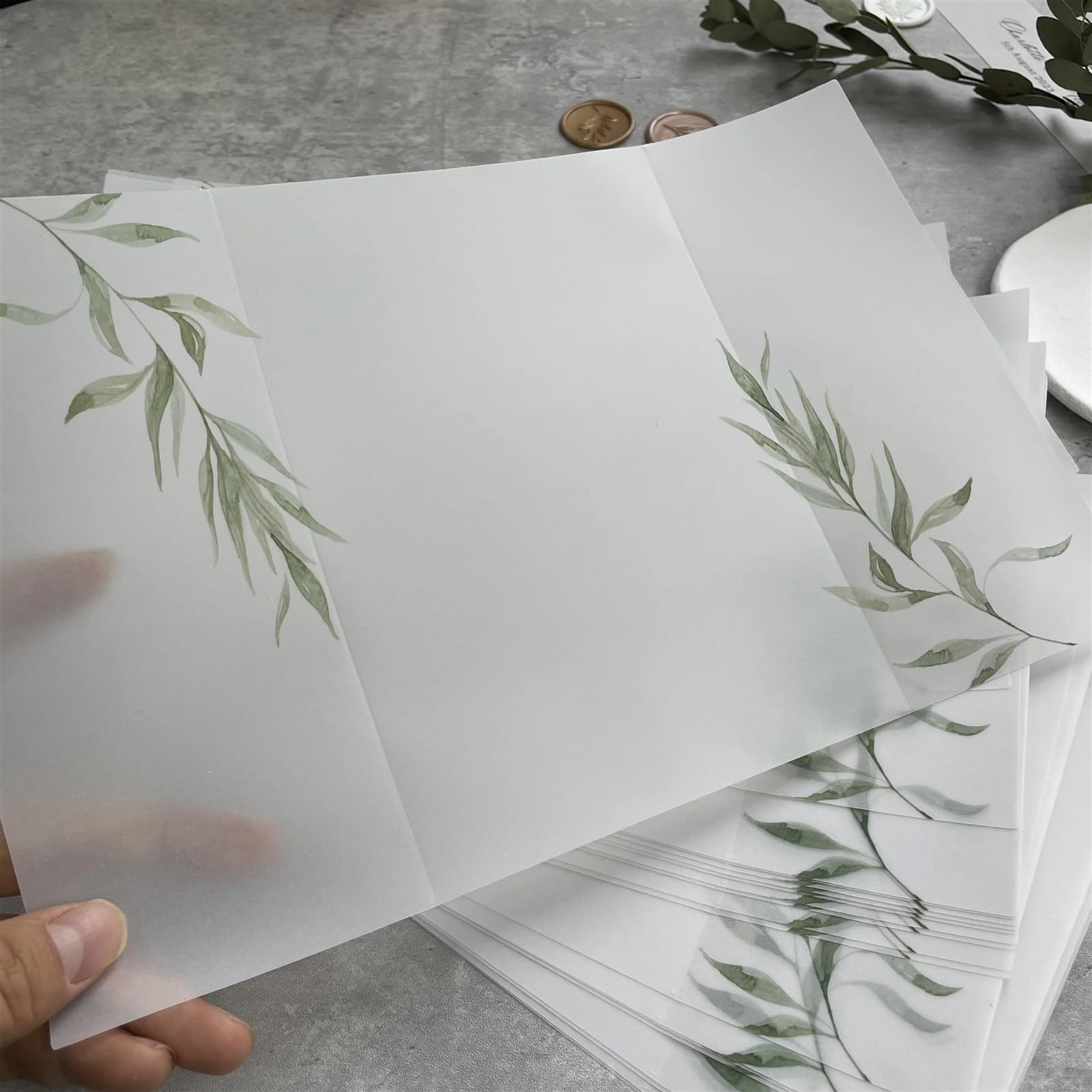 CSSHNL Papier Vélin Papier vélin Feuille Verte adapté à Une Invitation de Mariage 5 x 7 pour Esquisser Traçage Dessin Animation(20pcs)