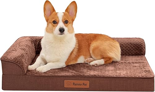 Cama Ortopédica para Perros de Tamaño Mediano, Cama de Espuma Viscoelástica para Perros Medianos, Funda Extraíble Lavable, Parte Inferior Microsuede