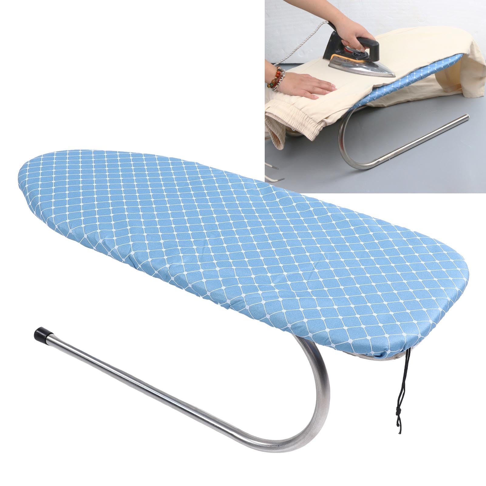 Tabla de planchar de mesa, mini tabla de planchar plegable con cubierta extraíble, resistente al calor, estable, resistente para lavandería, apartamentos, dormitorios, acero