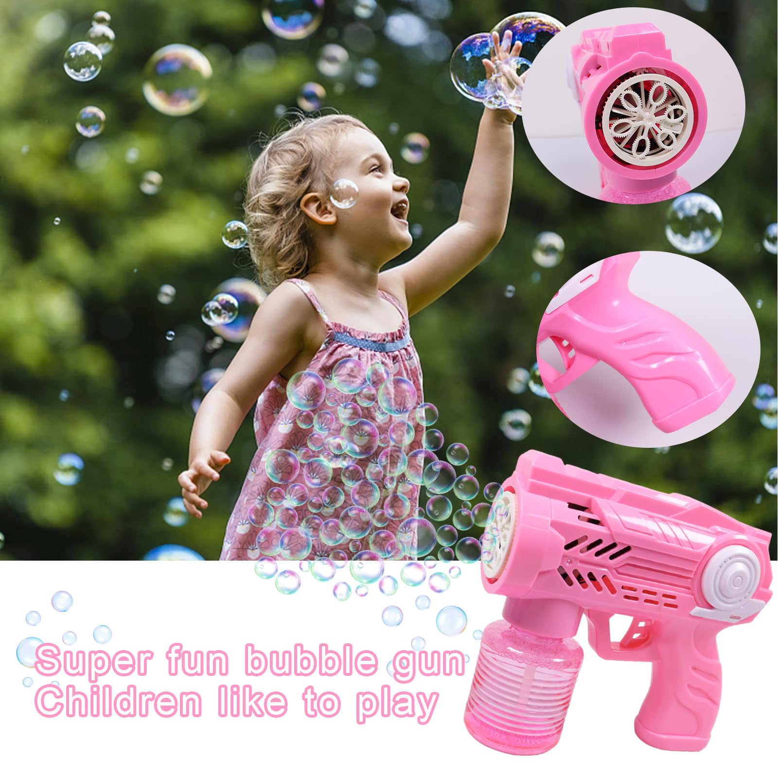 Pistola De Burbujas Automática Con Solución De 130 Ml, Genera Más De 10.000 Burbujas Por Minuto, Juguete Para Niños Y Adultos, Regalo De Cumpleaños