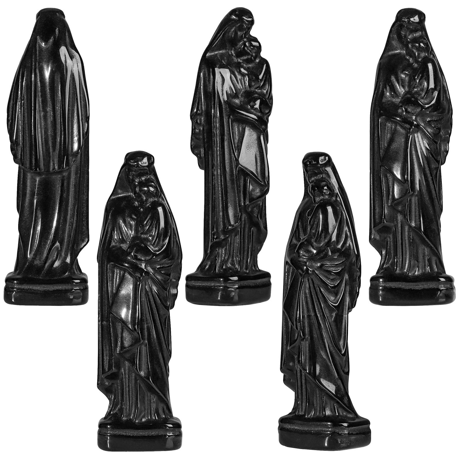 Nupuyai 3.7" Virgin Mary and Christ Child Obsidian Crystal Statue - Image 4