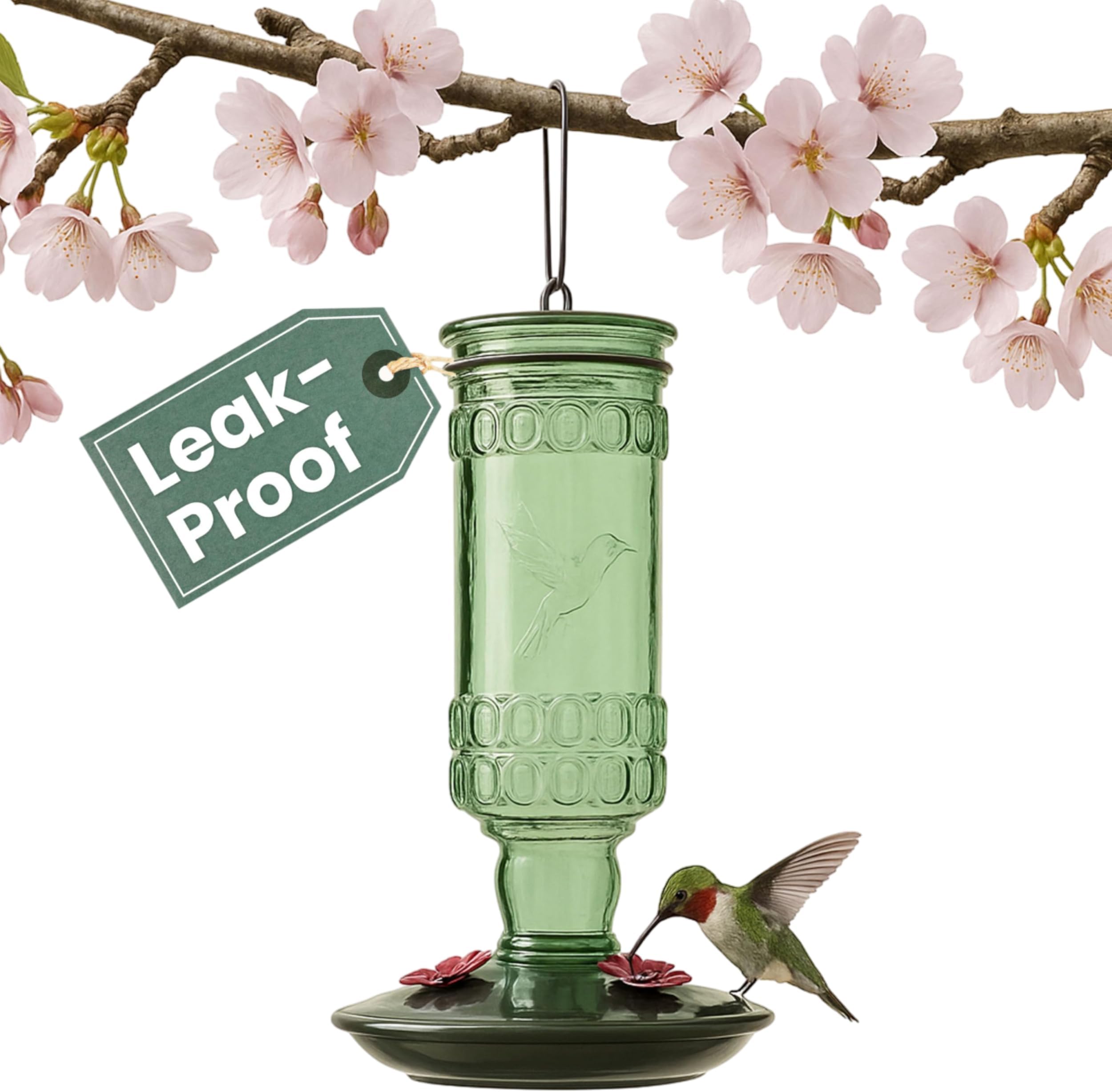 Perky-Pet 8108-1SR Antique Glass Bottle Hummingbird Feeder - Outdoor Garden Décor - 10 Oz