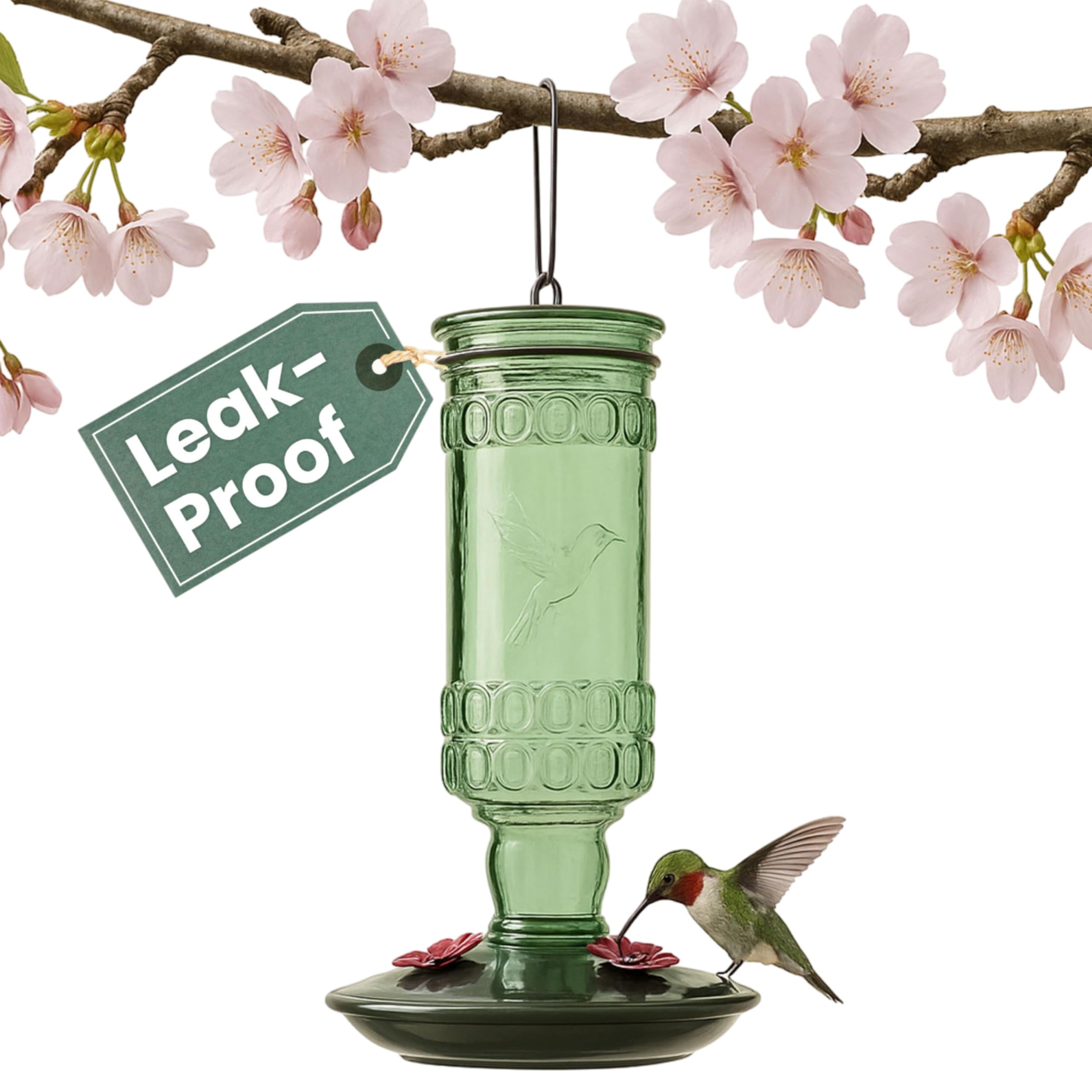 Perky-Pet 8108-1SR Antique Glass Bottle Hummingbird Feeder - Outdoor Garden Décor - 10 Oz