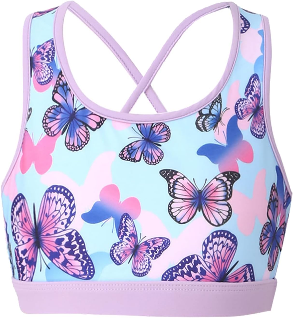 Hansber Kids Girls Printed Crop Tops with Chain Pants 2 Pieces Outfits for Gymnastics Dance Sportswear