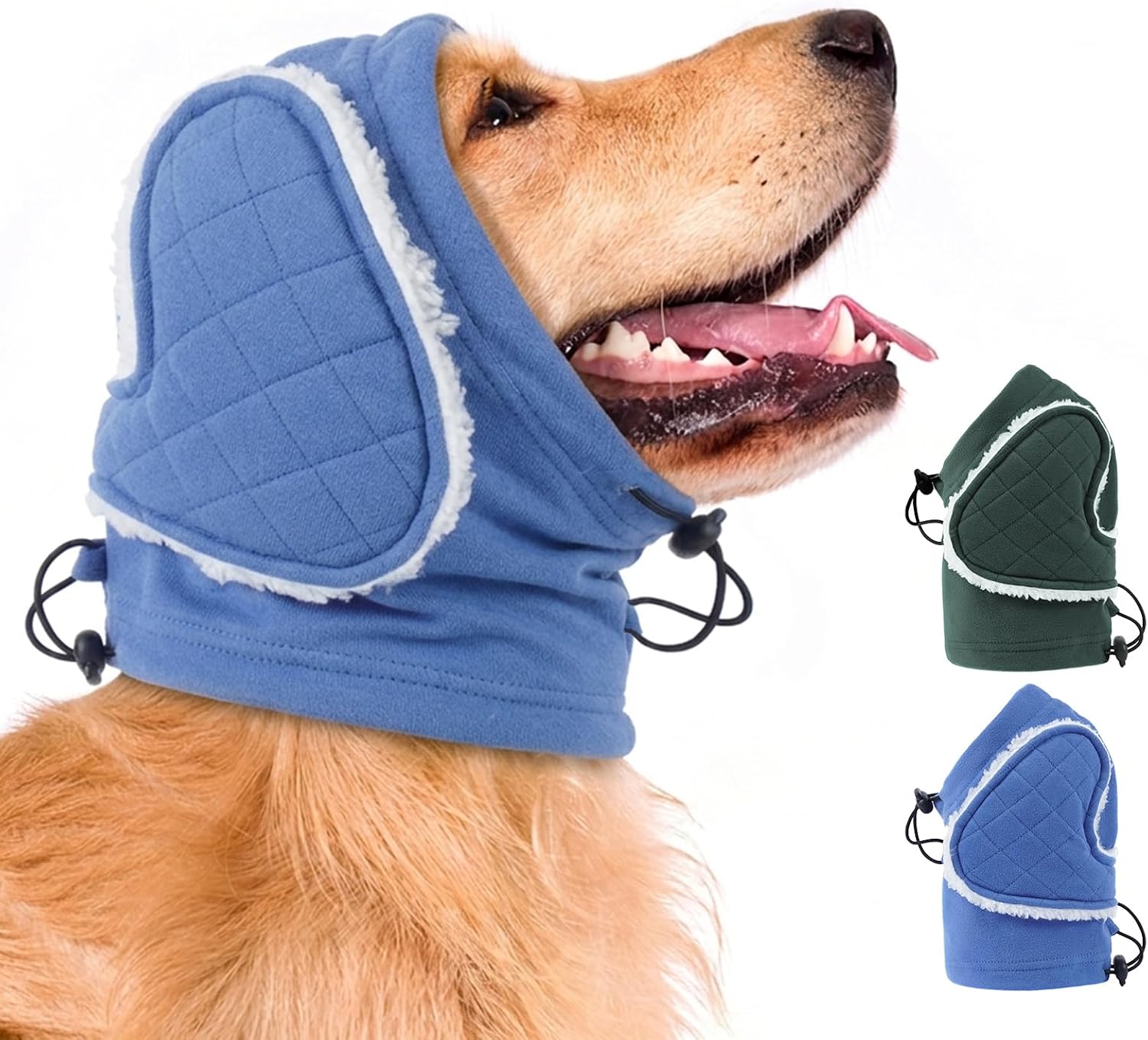 MIGOHI Soft Dog Ear Muffs Noise Protection,Ear Covers for Dogs,Dog No Flap Ear Wrap for Hematoma,Calming Hoodie Quiet Ears Head Warps for Medium Large Dogs Grooming,Bathing,Thunder,Firework,XL,Blue
