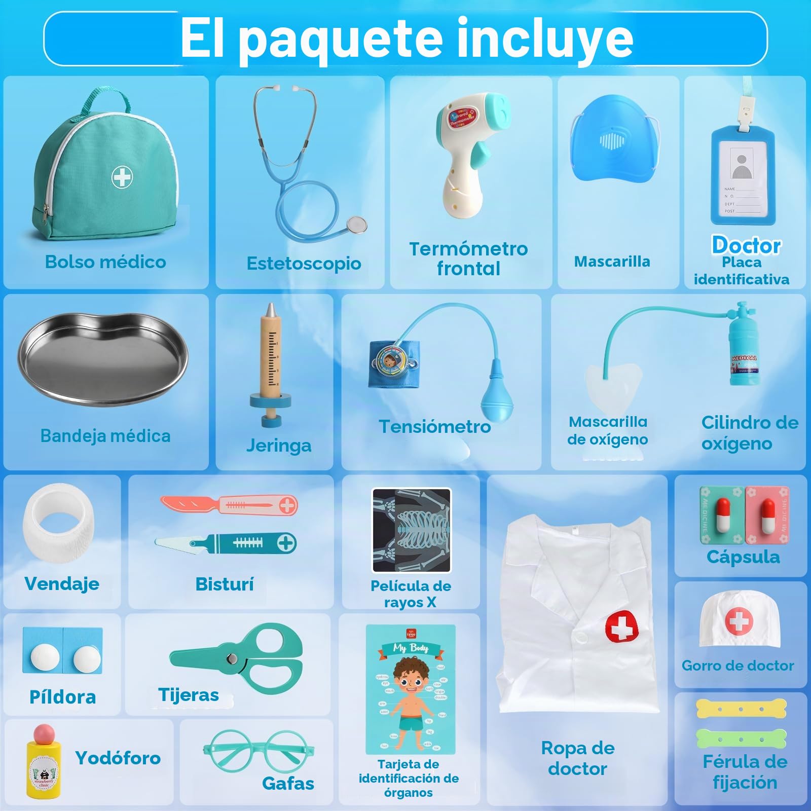 Lehoo Castle Maletin Medicos Juguete, Doctora Juguetes, Maletín Medico Juego de rol, Juegos de Médicos Regalos para Niños y Niñas, Niños A Partir de 3 Años