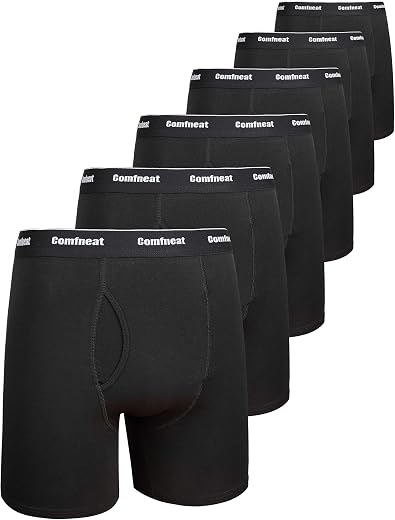 Comfneat Herren Boxershorts Langes Bein Unterhosen Elastisch Baumwolle Elasthan Unterwäsche mit Eingriff
