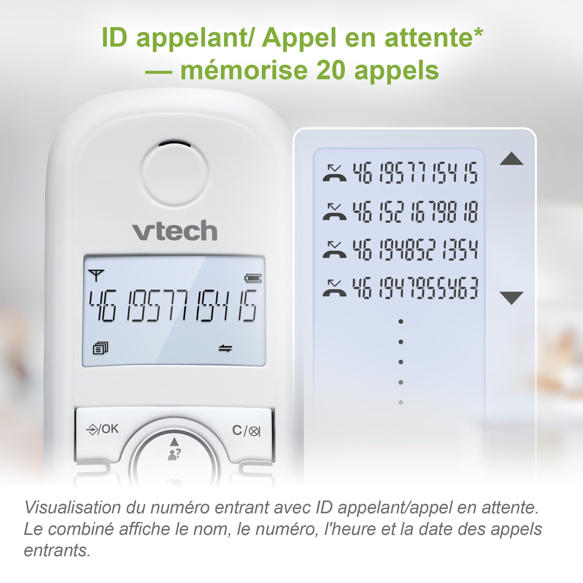 VTech CS1501 - Teléfono inalámbrico DECT de Dos teléfonos con Bloqueo de Llamadas, identificación de Llamadas/Llamada Pendiente, Altavoz Manos Libres, Pantalla y Teclado retroiluminados