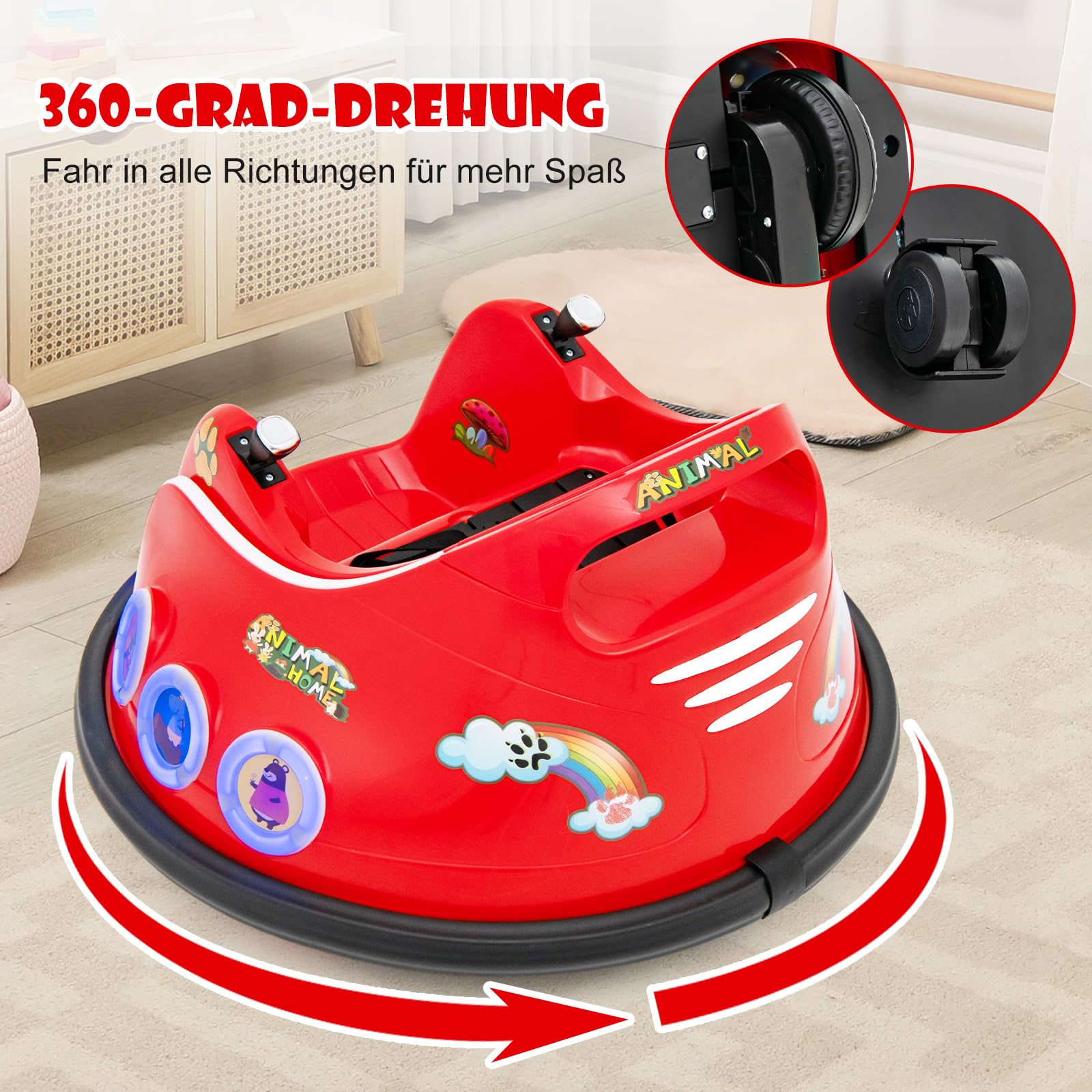 COSTWAY 6 V seated children's car scooter, 360 degree turn