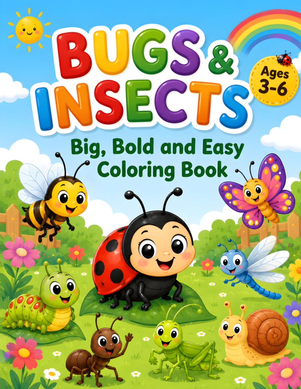 Bugs & Insects Coloring Book for Kids Ages 3–6: 50 Big, Bold & Easy Bugs & Insects Coloring Pages for Toddlers and Preschoolers