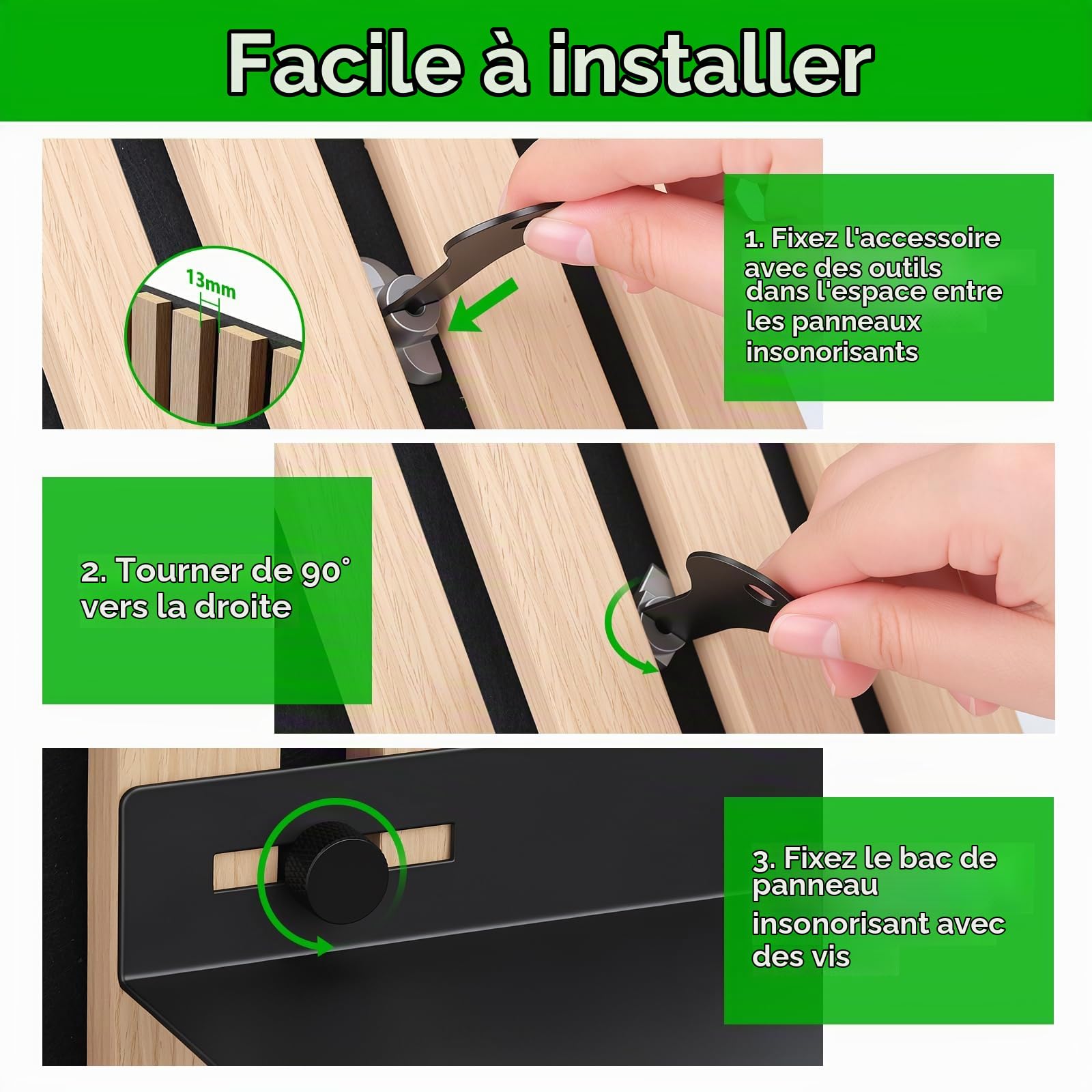 Hysagtek Lot de 1 étagères pour Panneau Acoustique - Accessoires en métal - Panneaux acoustiques sans perçage - Étagère Flottante Noire pour Salon, Chambre à Coucher, Bureau (30 x 10 cm)