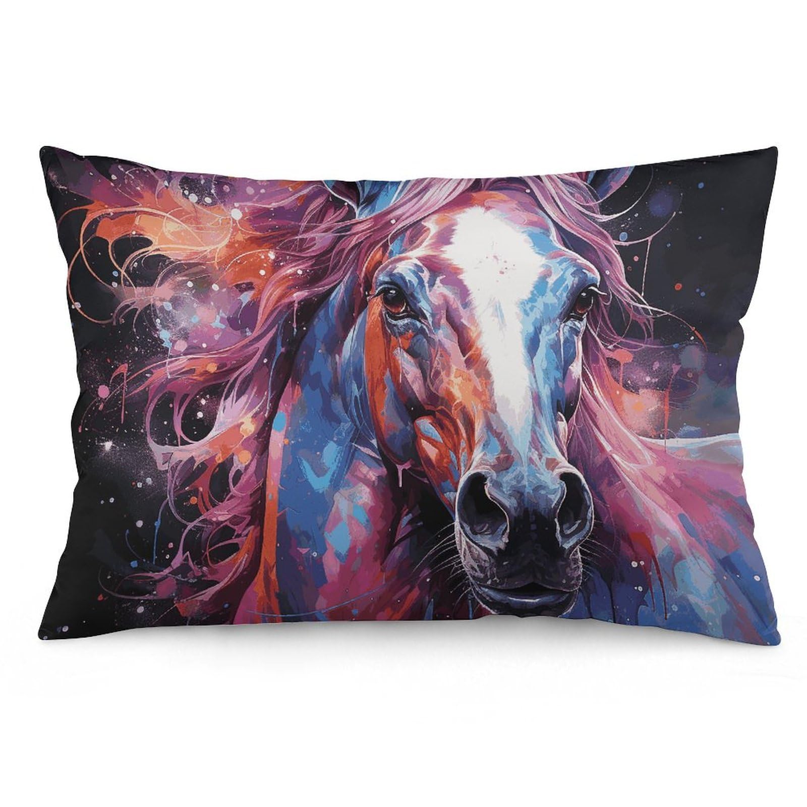 Taie d'oreiller respirante anti-décoloration motif cheval de rêve en textile doux