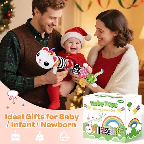 Miniatura 8 de Juguetes para bebés de 0 a 6 a 12 meses, juguete sensorial de peluche musical para bebés de 0 a 3, 3 a 6 meses, juguetes para el tiempo boca abajo
