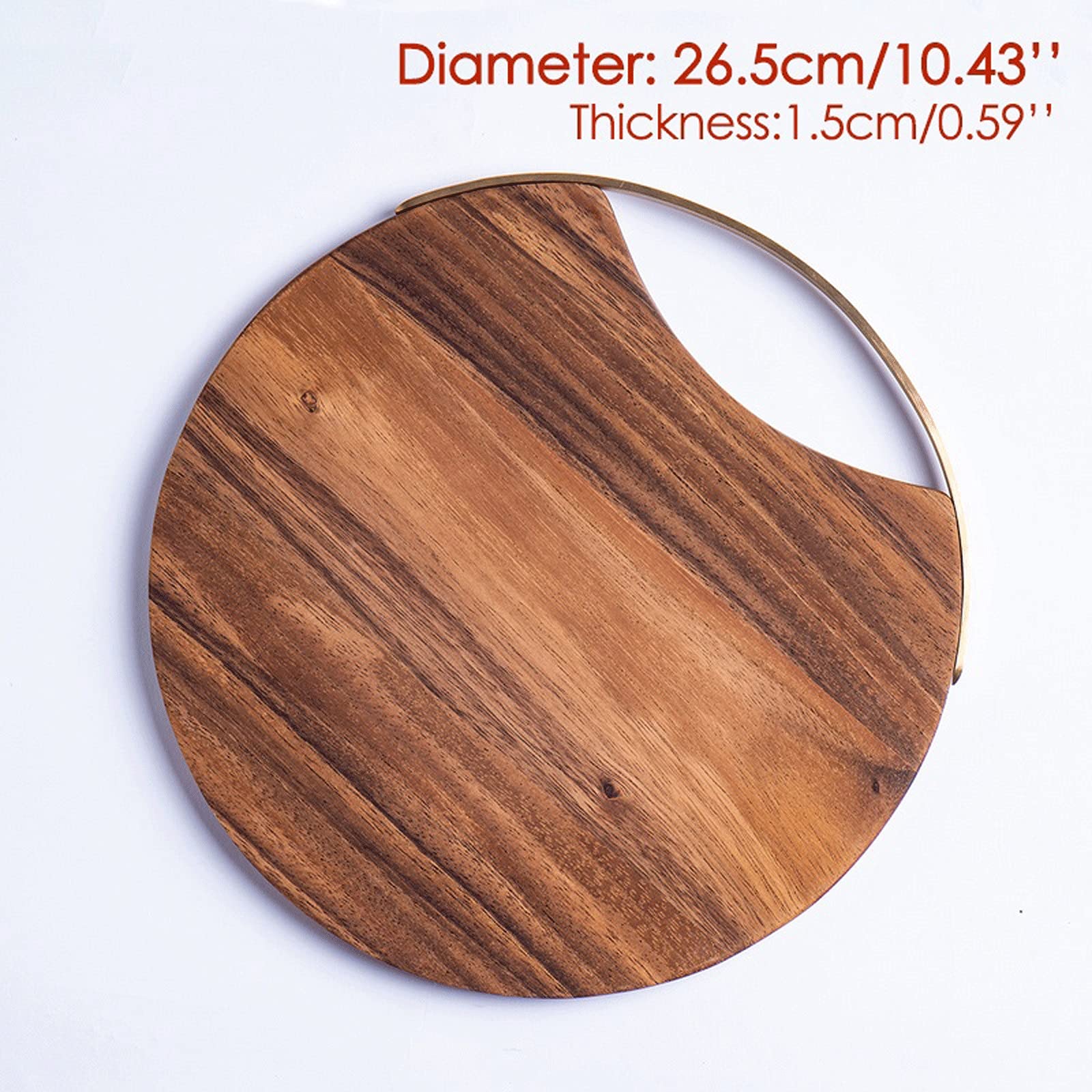 Tagliere in Legno Rotondo, Tagliere in Legno, Tagliere retrò, Vassoio per Pizza, Sushi e Pane con Manico, Piatto per Alimenti in Legno, Accessori per la Fotografia in Cucina.