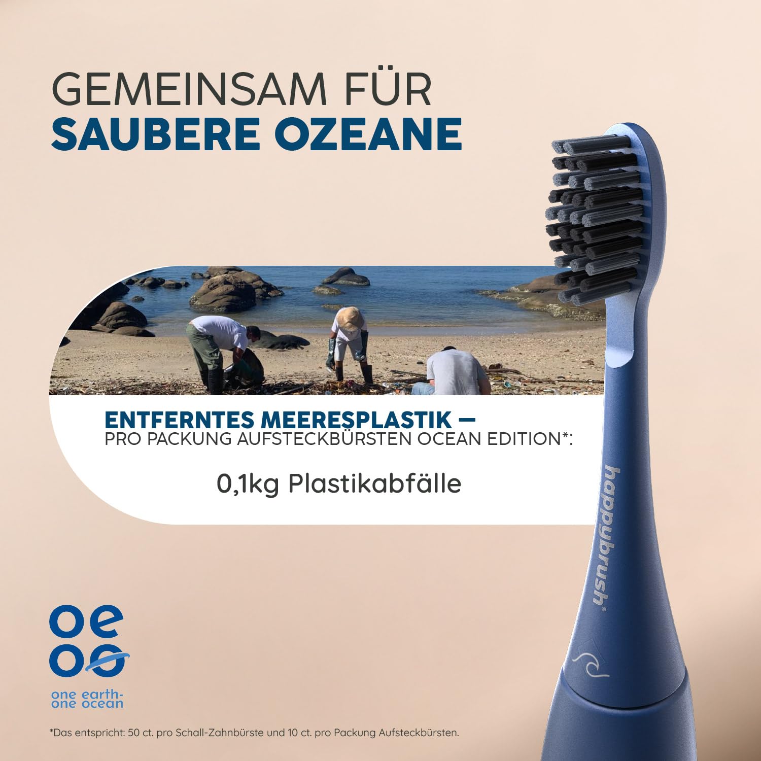 happybrush Aufsteckbürsten 9 Stück für elektrische Schallzahnbürste VIBE 3 | Wechselköpfe mit Icons zur Unterscheidung | Original Ersatzbürsten mit abgerundeten Borsten(Blau/Ocean)