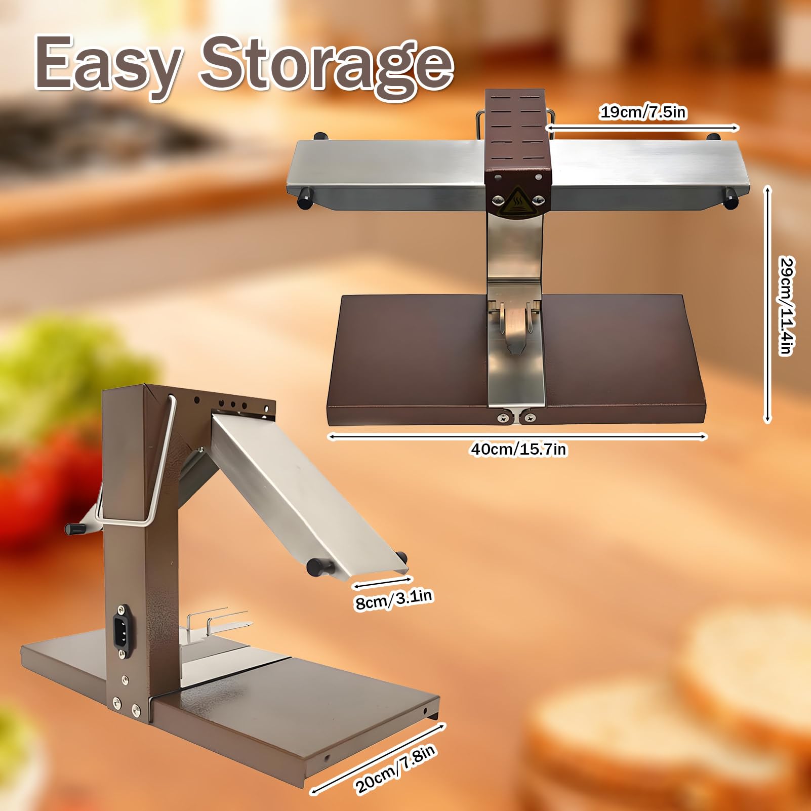 Appareil à raclette, Grill électrique Professionnel 1000 W avec élément Chauffant Pliable pour Demi-meule de Fromage, idéal pour Les Restaurants à Fondue.