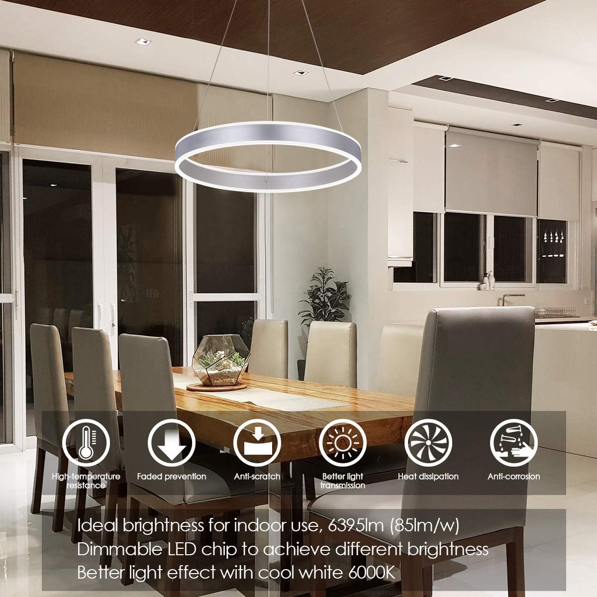 Flаѕh Dеаlѕ - 80% оƒƒ ROYAL PEARL Modern Foyer Pendant Light 23.62'' Dimmable 6460lm 76W LED Chandelier Adjustable Hanging Pendant Lighting for Living Dining Room Bedroom, 6000K, Silver UL Listed Gеt Dіѕсоunt 70% Prісе ROYAL PEARL Modern Foyer Pendant Light 23.62'' Dimmable 6460lm 76W LED Chandelier Adjustable Hanging Pendant Lighting for Living Dining Room Bedroom, 6000K, Silver UL Listed