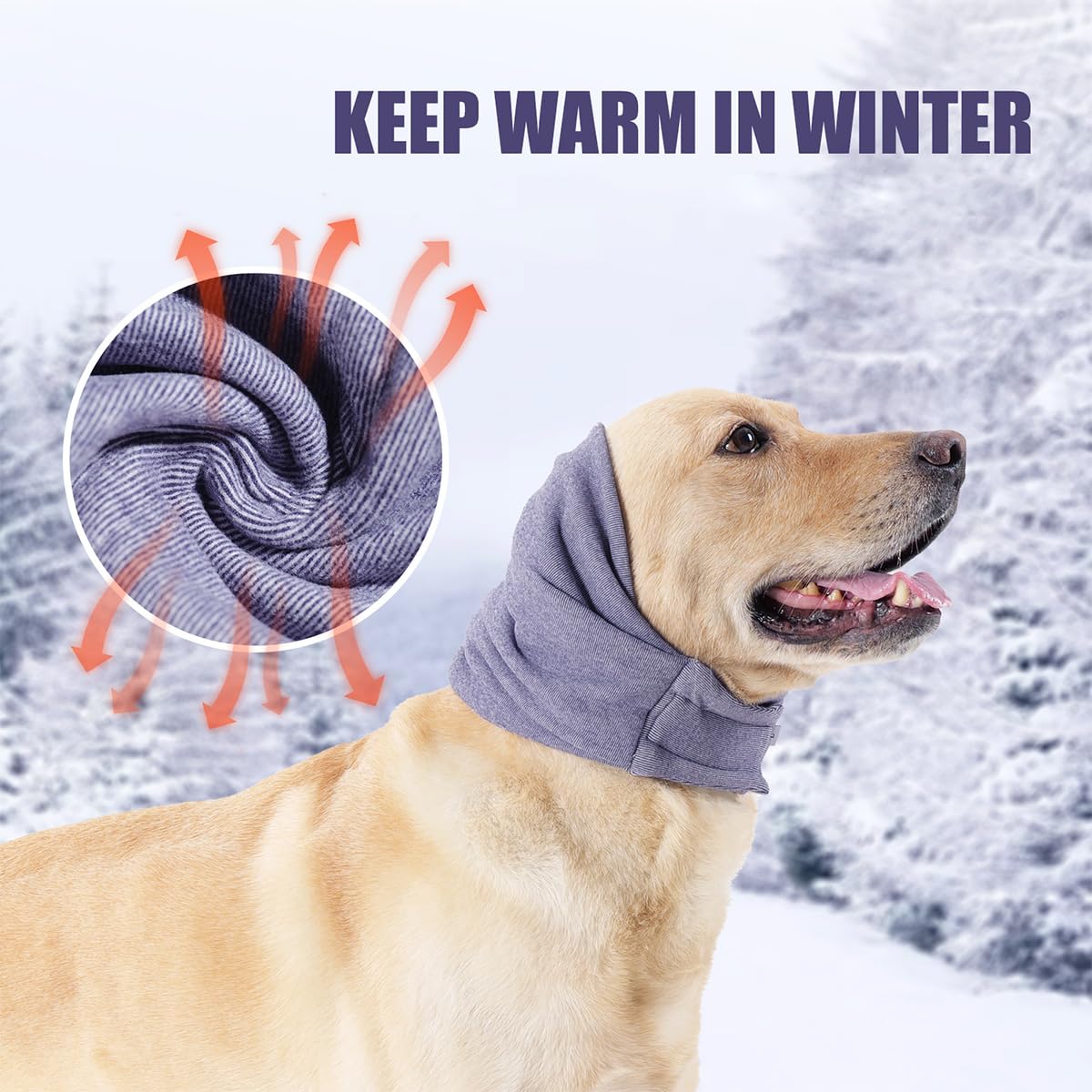 Collenatsy Dog Snood Ear Protectors Dog Ear Muffs Noise Protection Calming Hood Comfort Dog Winter Hat Neck and Ears Warmer Hood Calming Pet Ear Covers for Anxiety Relief and Calming(Dark Purple M) - Image 4