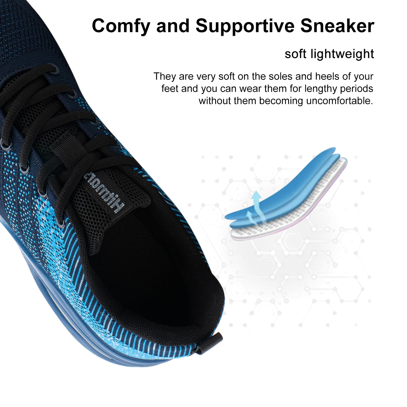 NEOKER Scarpe Running Uomo Donna Scarpe da Corsa Sneakers Scarpe Ginnastica Scarpe Trail Running Scarpe Sportive Platform Outdoor Nero Blu 36-48 EU