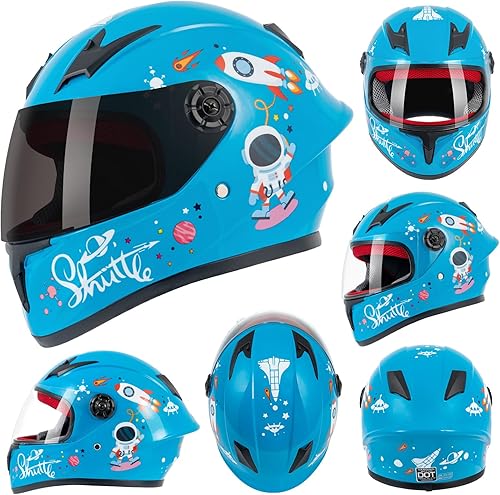 Miniatura 2 de Casco de motocicleta para niños, casco de cara completa para jóvenes, casco ligero aprobado por DOT para motocross, ATV, todoterreno, cascos para