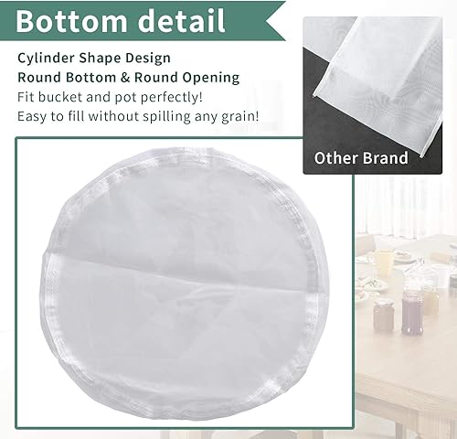 Miniatura 4 de CONIE - Bolsa reutilizable para hacer cerveza de nailon, bolsa para filtros de vino, bolsas para moldear hervidores, Blanco