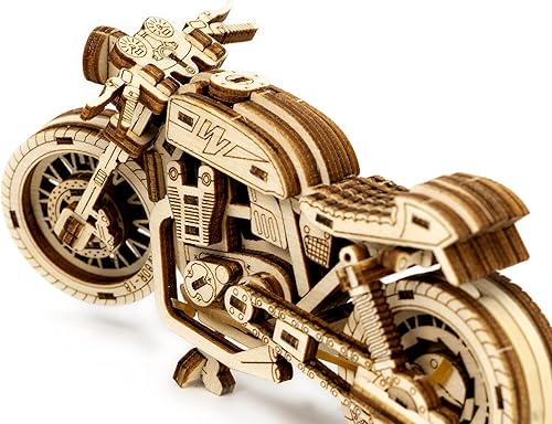 Miniatura 6 de WOODEN.CITY Cafe Racer - Kit de rompecabezas de madera 3D para motocicleta, modelo mecánico a escala 1:16 con motor de banda de goma, kit de
