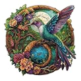 Jigfoxy Wooden Puzzle for Adults, Hummingbird Wooden Jigsaw Puzzles for Adults, Unique Animal Shape Wood Cut Puzzles for Family Friend Puzzle Lovers(L-13.4 * 13.2in-300pcs)