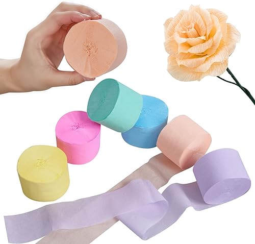 Miniatura 4 de hitsuki - Rollos de papel crepé, 6 rollos en total de 492 pies, serpentinas de papel crepé, serpentinas de papel colorido para cumpleaños, baby