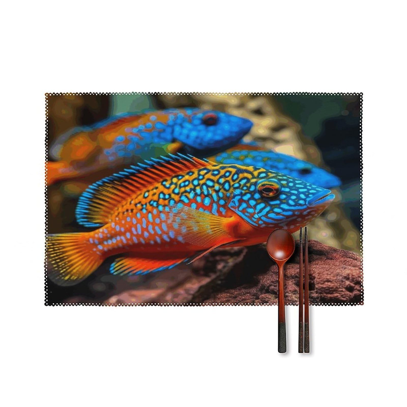 Fodpand Style Fish Swimming In The Water Placemats Set Of 4 Place Mats Table Mats