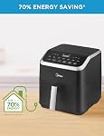Midea Friteuse à air 5.5QT (5.2L), 9-en-1 fonctions de cuisson multiples, sans huile, technologie Heatexpress Rapid Air avec contrôle numérique, design compact avec bouton +1 minute, lavable au lave-vaisselle, Noir