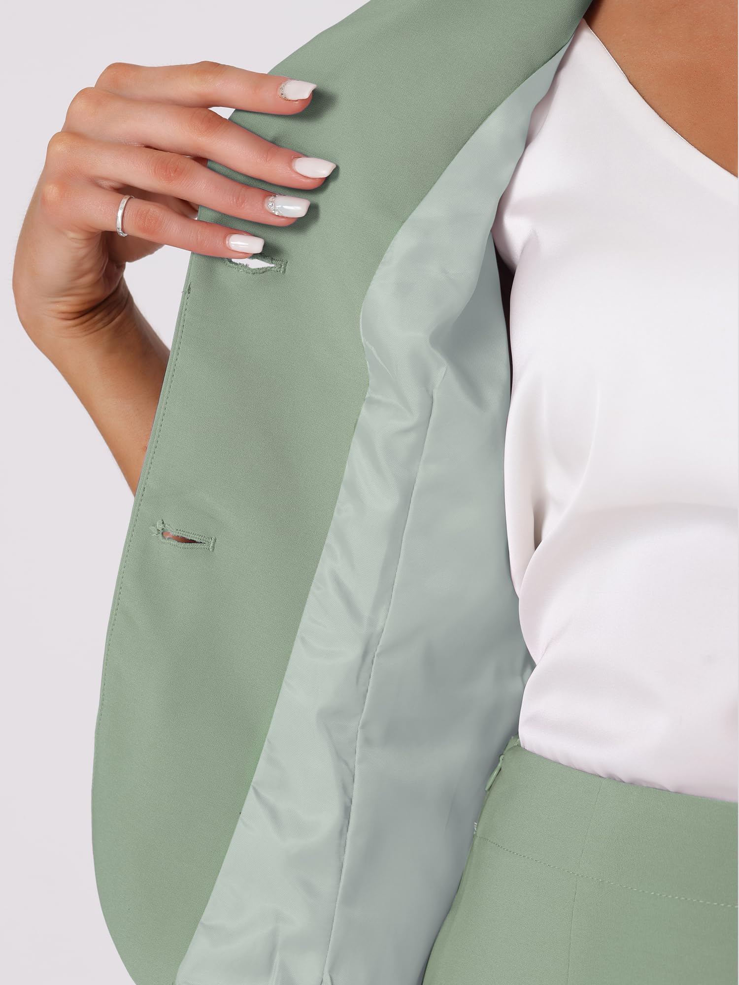 Allegra K Conjunto de Traje de 2 Piezas de Negocios para Mujer, Manga Corta, Chaqueta, Falda lápiz